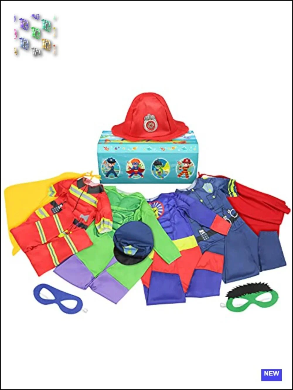 Kids Boys Muscle Chest Costume Trunk Set Superhero Police Fireman Pretend Play